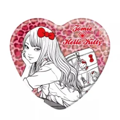 YTE Junji Ito x Sanrio Characters Gal Tomie & Hello Kitty Hologram Heart Can Badge
