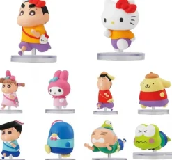 BANDAI Narabundesu Crayon Shin Chan x Sanrio Characters Complete Set Figure Capsule Toy