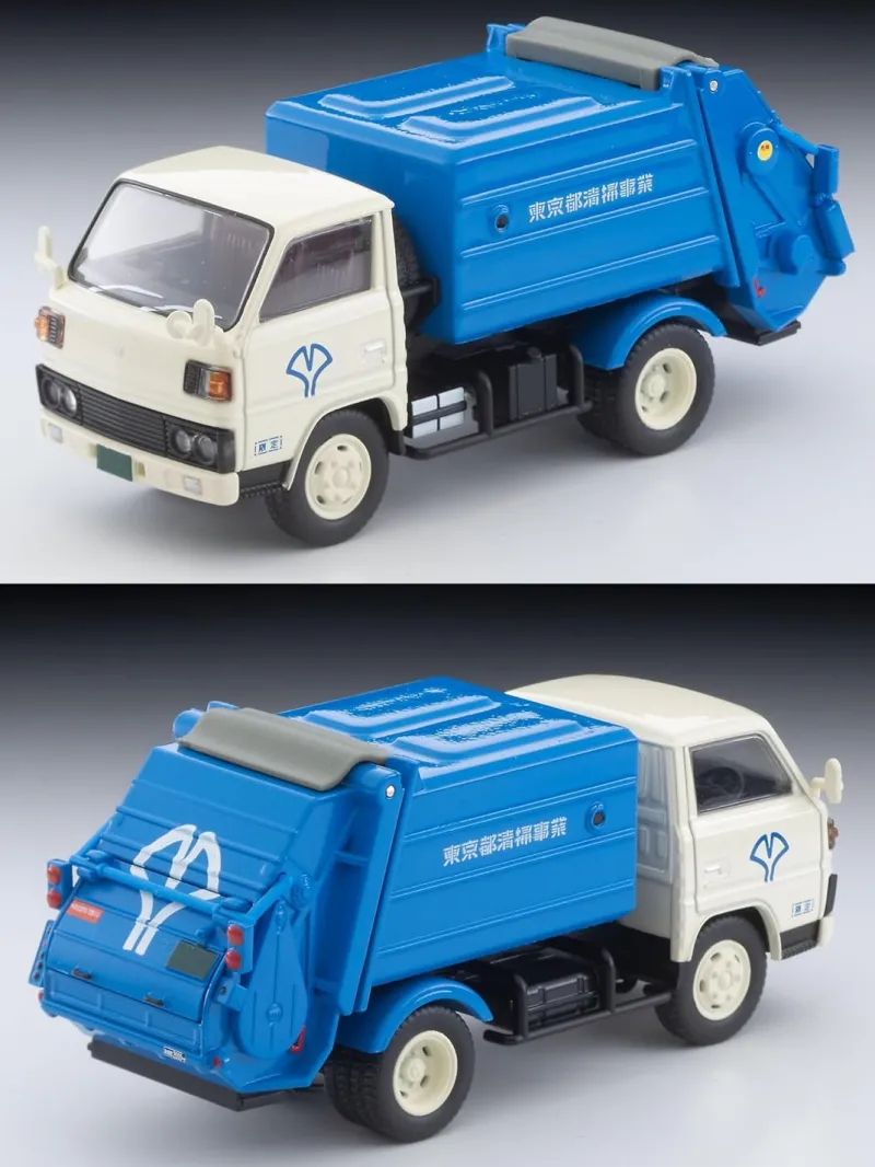 Tomytec Tomica Limited Vintage NEO LV-N343a Fusou Canter Garbage Truck White Blue 1/64